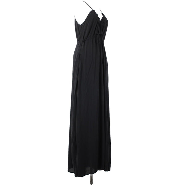 Tysa NEW $ 275 Sz 0/1 Black Open Back Unlined Pockets 100% Rayon Long Dress