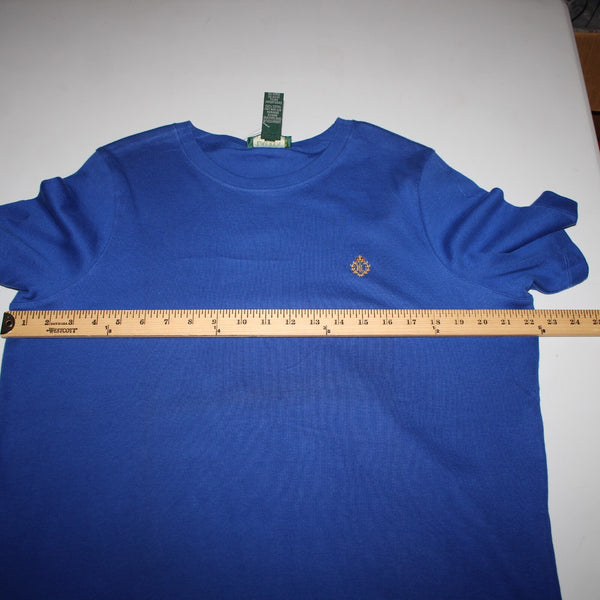 Lauren Ralph Lauren Madison Ave High NEW Sz 1X Royal Blue Embroidered Logo Top