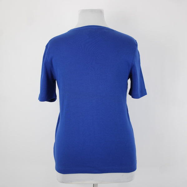 Lauren Ralph Lauren Madison Ave High NEW Sz 1X Royal Blue Embroidered Logo Top