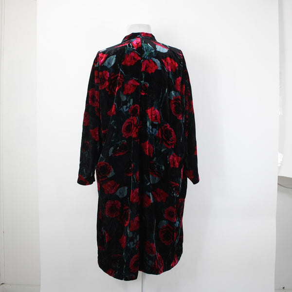 Torrid NEW $120 Sz 4 Black Pink Floral Velour Pockets VIscose Nylon Wrap Sweater