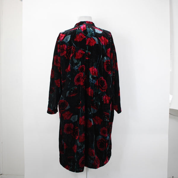 Torrid NEW $120 Sz 4 Black Pink Floral Velour Pockets VIscose Nylon Wrap Sweater