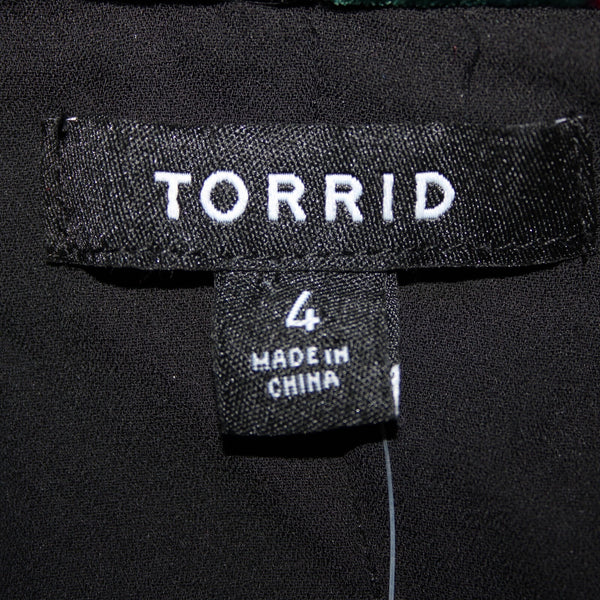 Torrid NEW $120 Sz 4 Black Pink Floral Velour Pockets VIscose Nylon Wrap Sweater