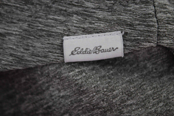 Eddie Bauer Sz M Gray Tab Sleeve Button Up Polyester Blend Top