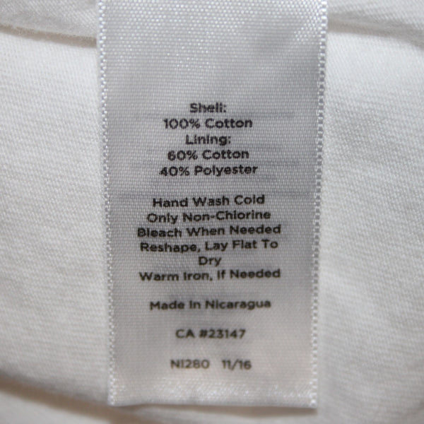Talbots Petites Sz Sp White Scallop Lace Sheer Sleeve Cotton Blend Lined Top