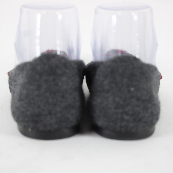 Stuart Weitzman Sz 6 M Gray Burgundy Black Bead Fabric Upper Leather Inner Flats