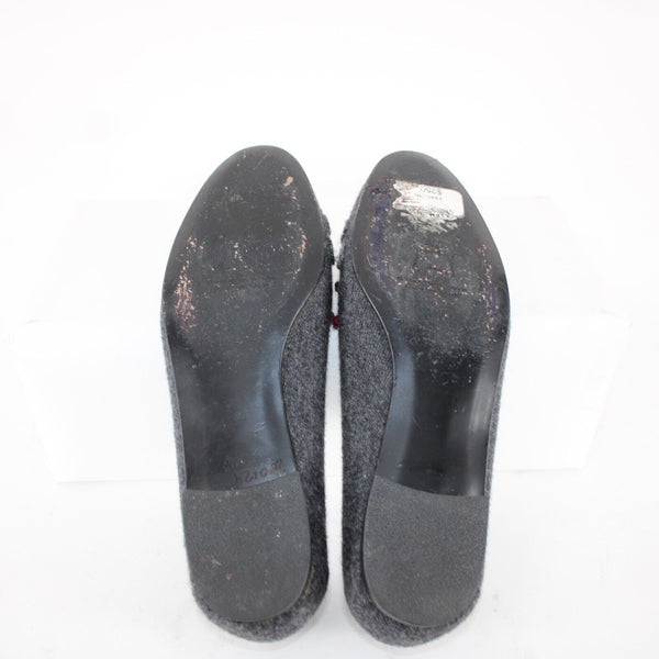 Stuart Weitzman Sz 6 M Gray Burgundy Black Bead Fabric Upper Leather Inner Flats