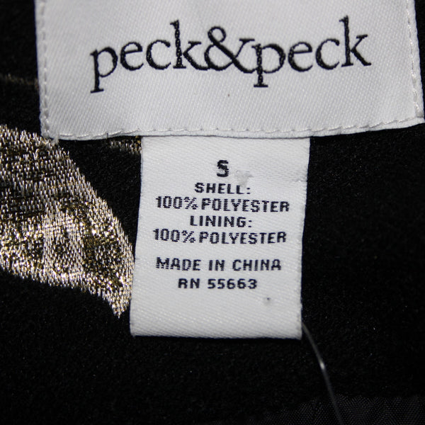 Peck And Peck NEW Sz S Black Gold Metallic Floral Lined 100% Polyester Jacket