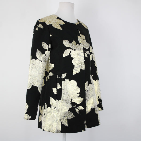 Peck And Peck NEW Sz S Black Gold Metallic Floral Lined 100% Polyester Jacket