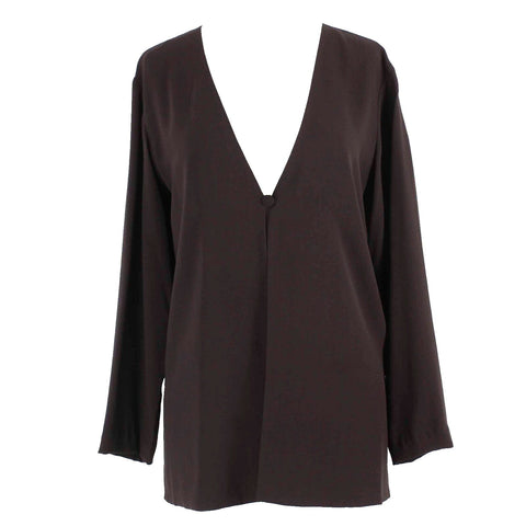 Eileen Fisher Sz M Dark Purple Button Closure 100% Silk Wrap Light Jacket