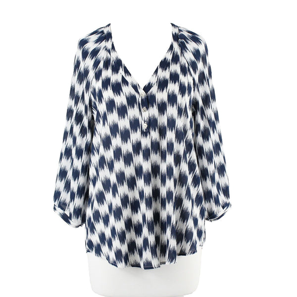 Lush Sz S Navy Blue Ivory Pullover 100% Polyester Top