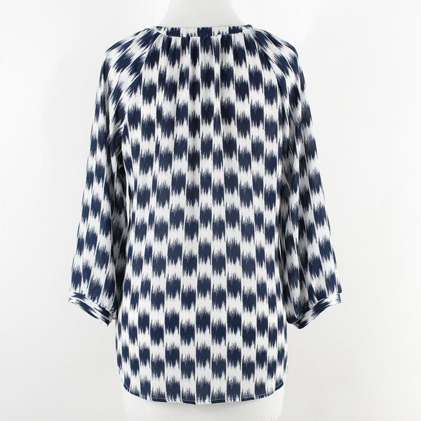 Lush Sz S Navy Blue Ivory Pullover 100% Polyester Top