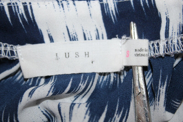 Lush Sz S Navy Blue Ivory Pullover 100% Polyester Top