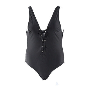 Ree Bees Sz XL Black Lace Up Polyamid Elastane Polyester One Piece Swim Suit