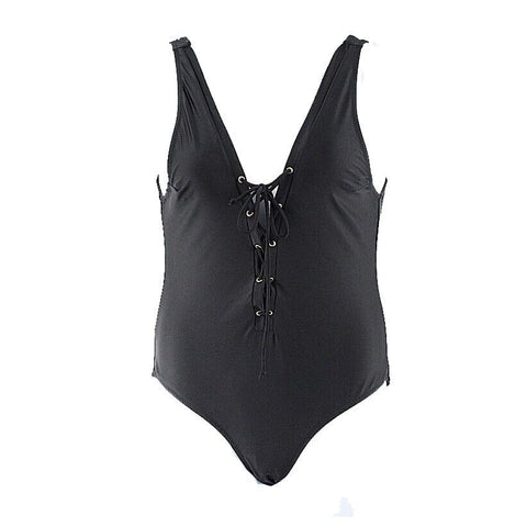 Ree Bees Sz XL Black Lace Up Polyamid Elastane Polyester One Piece Swim Suit