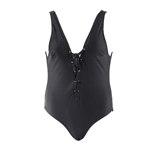Ree Bees Sz XL Black Lace Up Polyamid Elastane Polyester One Piece Swim Suit
