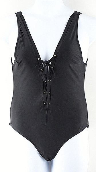 Ree Bees Sz XL Black Lace Up Polyamid Elastane Polyester One Piece Swim Suit