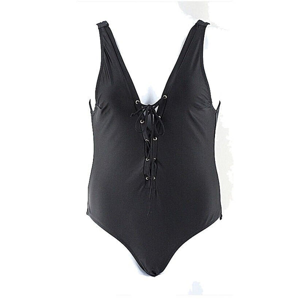 Ree Bees Sz XL Black Lace Up Polyamid Elastane Polyester One Piece Swim Suit