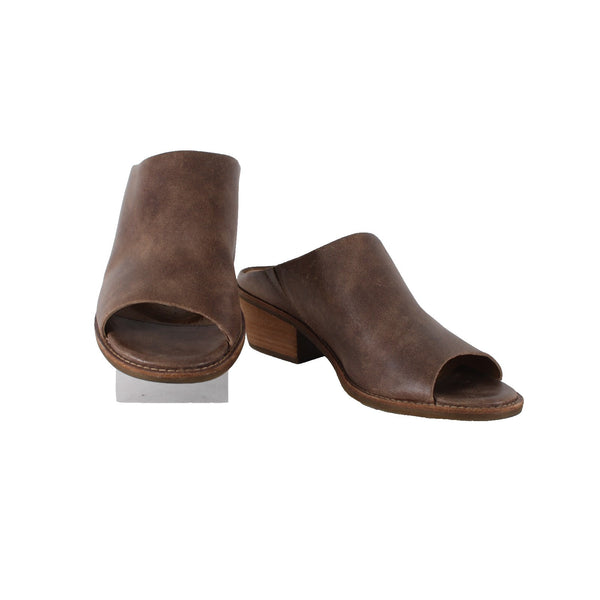 Sofft Heels Sz 11 M Brown Open Toe Slip On Mule Leather 3" Heels