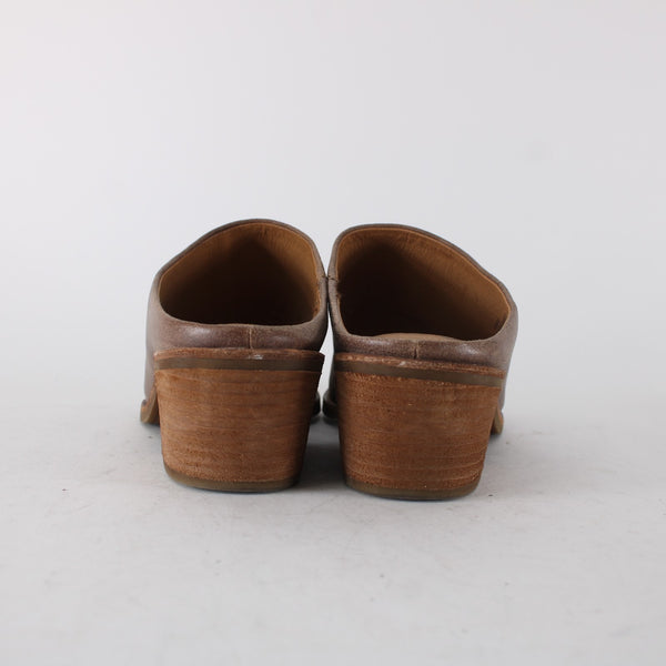 Sofft Heels Sz 11 M Brown Open Toe Slip On Mule Leather 3" Heels