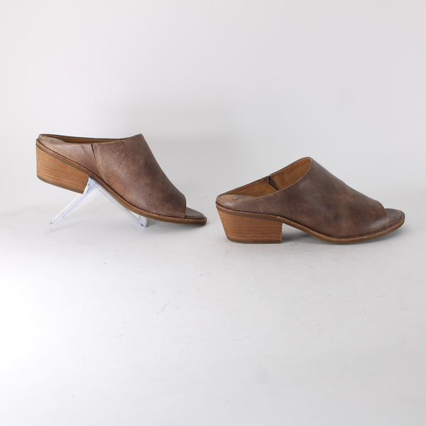 Sofft Heels Sz 11 M Brown Open Toe Slip On Mule Leather 3" Heels