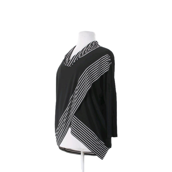 Joseph Ribkoff Top Sz 16 Black White Draped Collar Polyester Spandex Top