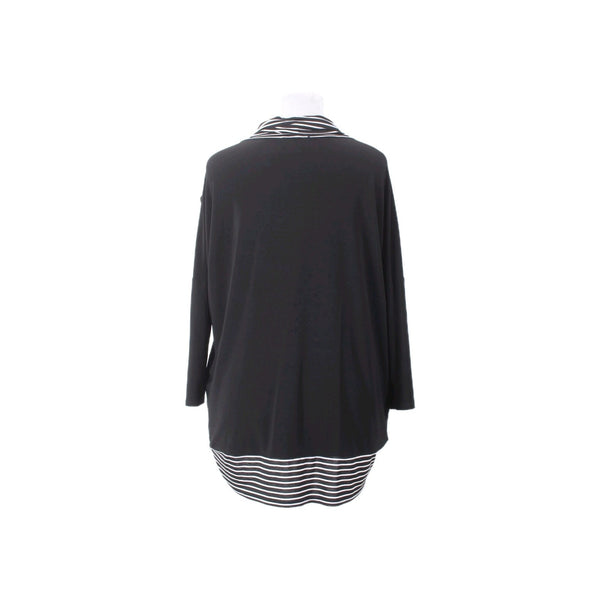 Joseph Ribkoff Top Sz 16 Black White Draped Collar Polyester Spandex Top