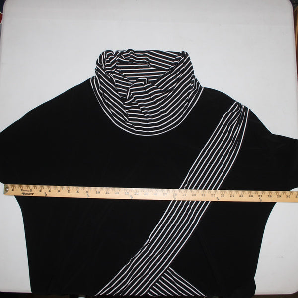 Joseph Ribkoff Top Sz 16 Black White Draped Collar Polyester Spandex Top