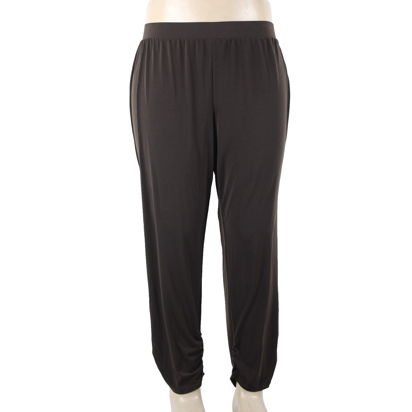 Chicos NEW Ankle Sz 3 x 28 Cocoa Bean Brown Tapered 100% Poly Spandex Pant