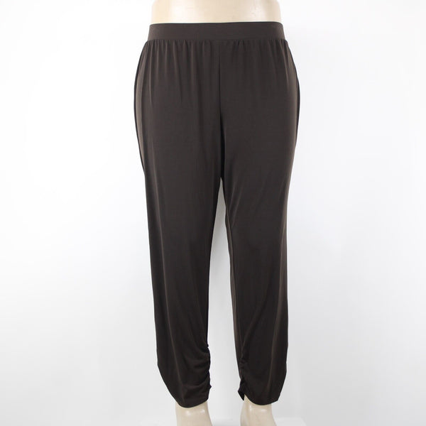 Chicos NEW Ankle Sz 3 x 28 Cocoa Bean Brown Tapered 100% Poly Spandex Pant