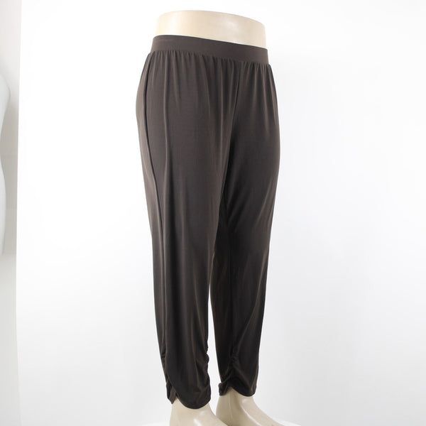 Chicos NEW Ankle Sz 3 x 28 Cocoa Bean Brown Tapered 100% Poly Spandex Pant