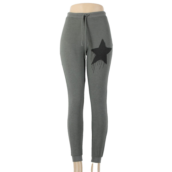 Chaser Sz XS x 30 Green Black Star Drawstring Jersey Polyester Rayon Sweat Pant