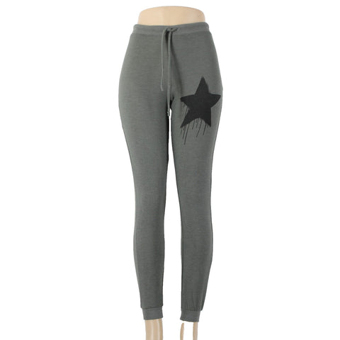 Chaser Sz XS x 30 Green Black Star Drawstring Jersey Polyester Rayon Sweat Pant