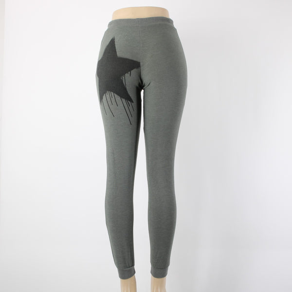 Chaser Sz XS x 30 Green Black Star Drawstring Jersey Polyester Rayon Sweat Pant