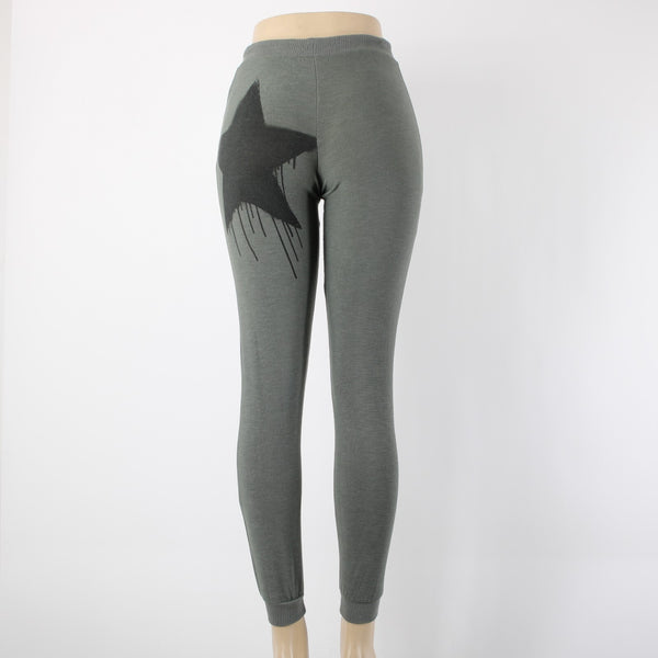 Chaser Sz XS x 30 Green Black Star Drawstring Jersey Polyester Rayon Sweat Pant