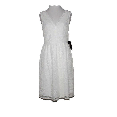 Nicole Miller NEW $72 Sz 4 White on White Laceover Lining Nylon Polyester Dress