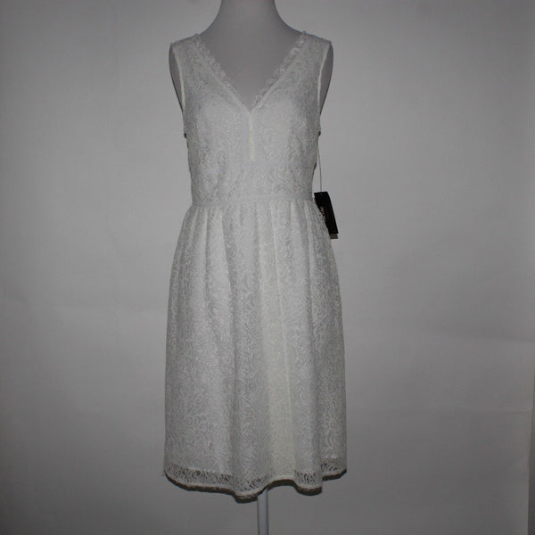 Nicole Miller NEW $72 Sz 4 White on White Laceover Lining Nylon Polyester Dress