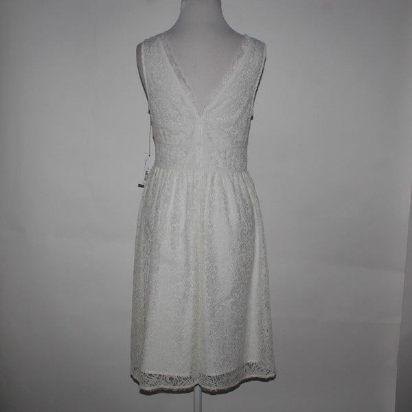 Nicole Miller NEW $72 Sz 4 White on White Laceover Lining Nylon Polyester Dress