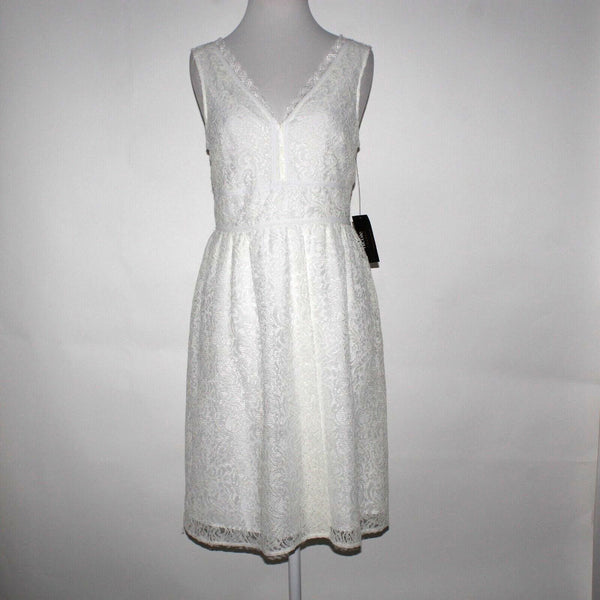 Nicole Miller NEW $72 Sz 4 White on White Laceover Lining Nylon Polyester Dress