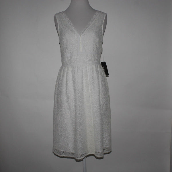 Nicole Miller NEW $72 Sz 4 White on White Laceover Lining Nylon Polyester Dress