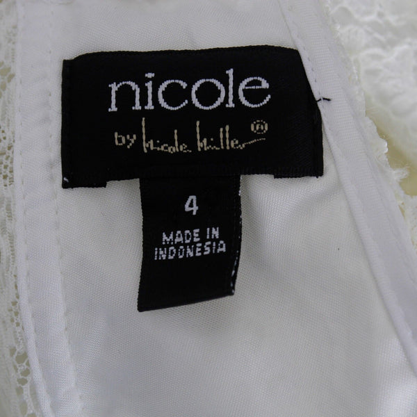 Nicole Miller NEW $72 Sz 4 White on White Laceover Lining Nylon Polyester Dress