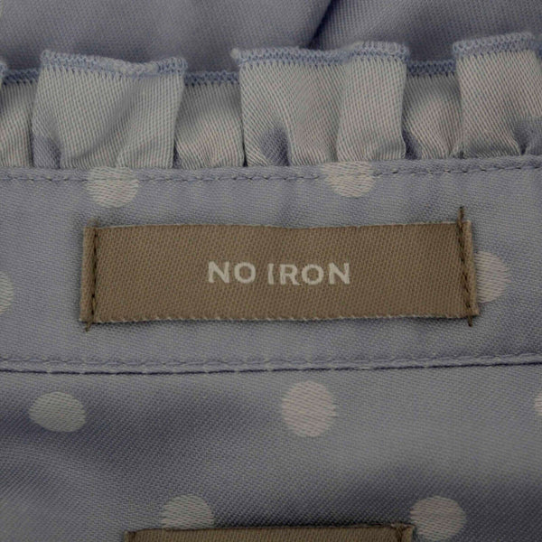 Chicos NEW $90 Sz 1 Blue Ruffle Trim Dot DoNo Iron 100% Cotton Shirt Top