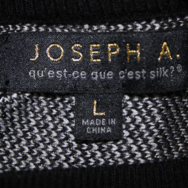 Joseph A Sweater Sz L Black Gray Pullover Collared Tunic 100% Rayon Sweater