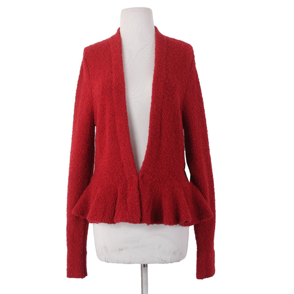 Moda International Cardigan Sweater NEW Sz L Red Acrylic Wool Nylon Cardigan
