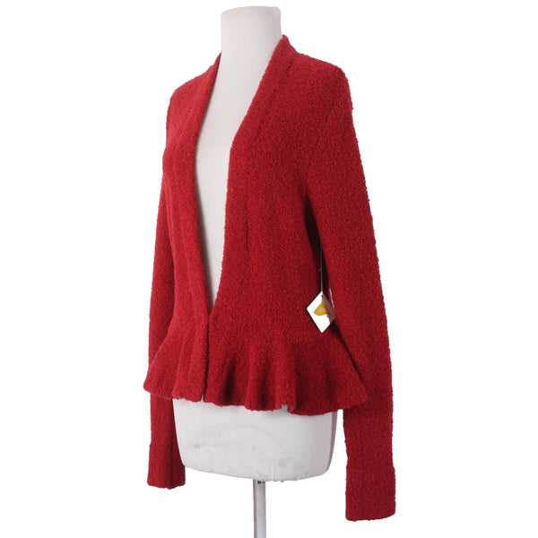 Moda International Cardigan Sweater NEW Sz L Red Acrylic Wool Nylon Cardigan
