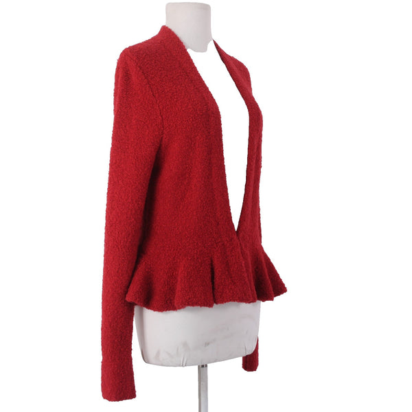 Moda International Cardigan Sweater NEW Sz L Red Acrylic Wool Nylon Cardigan