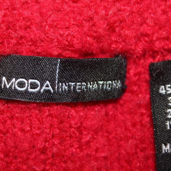 Moda International Cardigan Sweater NEW Sz L Red Acrylic Wool Nylon Cardigan
