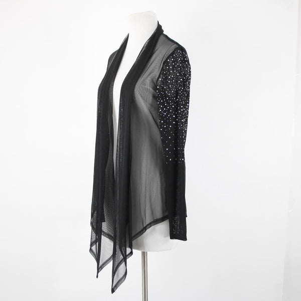 Frank Lyman NEW $312 Sz 8 Black Mesh Rhinestone 2 Pc Polyester Elastane Top