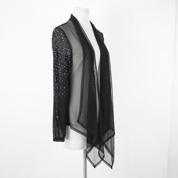 Frank Lyman NEW $312 Sz 8 Black Mesh Rhinestone 2 Pc Polyester Elastane Top