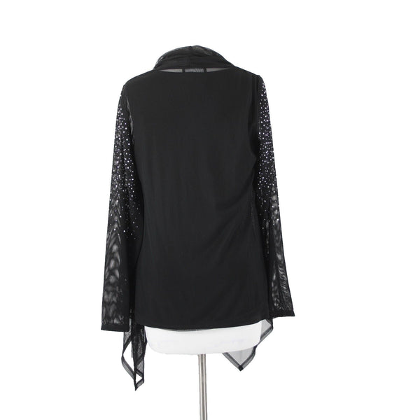 Frank Lyman NEW $312 Sz 8 Black Mesh Rhinestone 2 Pc Polyester Elastane Top