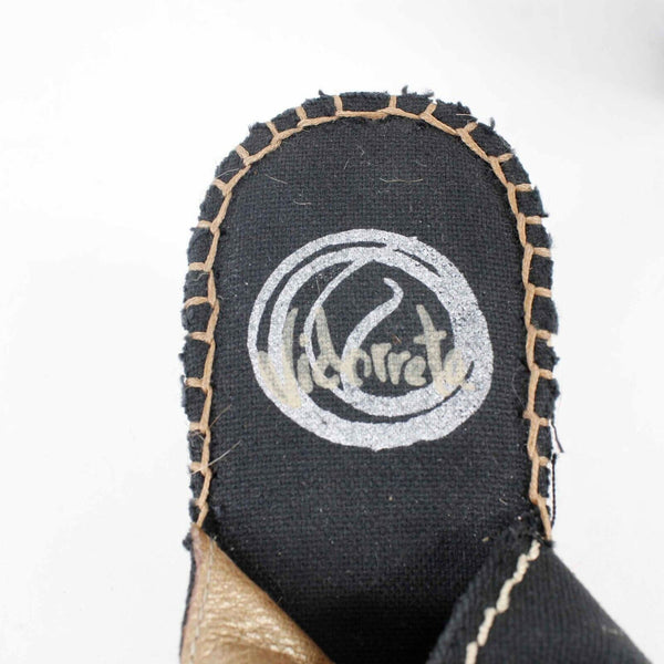 Vidarreta NEW $125 Sz 37 Black Tan Woven Fabric Upper 3" Wedge Heel